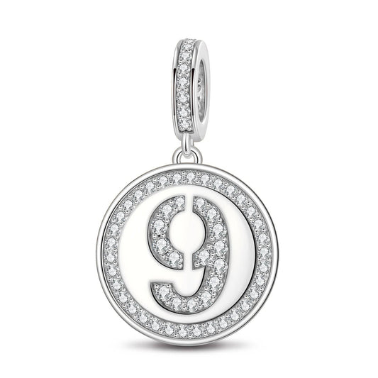 gona- Number Nine Tarnish-resistant Silver Dangle Charms In White Gold Plated