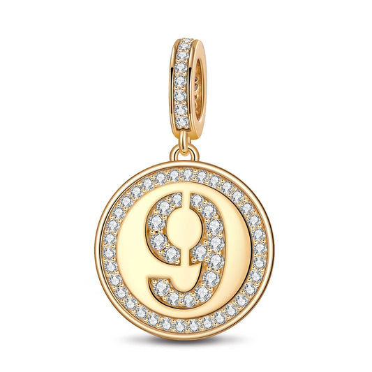 gona- Number Nine Tarnish-resistant Silver Dangle Charms In 14K Gold Plated