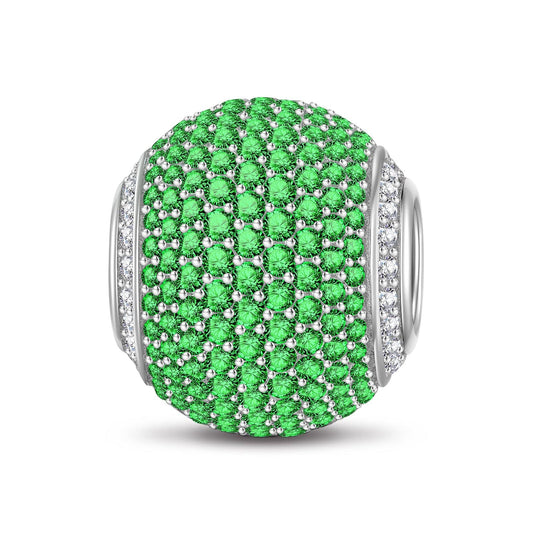 gona- Green Zirconia Minimalist Tarnish-resistant Silver Charms In White Gold Plated