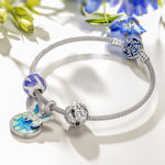 Purple Light Boats Tarnish-resistant Silver Charms With Enamel In White Gold Plated