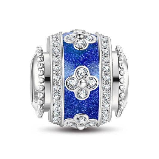 gona- Blue Four-leaf Clover Tarnish-resistant Silver Lucky Charms With Enamel In White Gold Plated