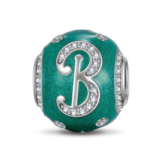 gona- Letter B Tarnish-resistant Silver Charms With Enamel In White Gold Plated