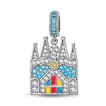 Basilica St. Clotilde Tarnish-resistant Silver Dangle Charms With Enamel In White Gold Plated
