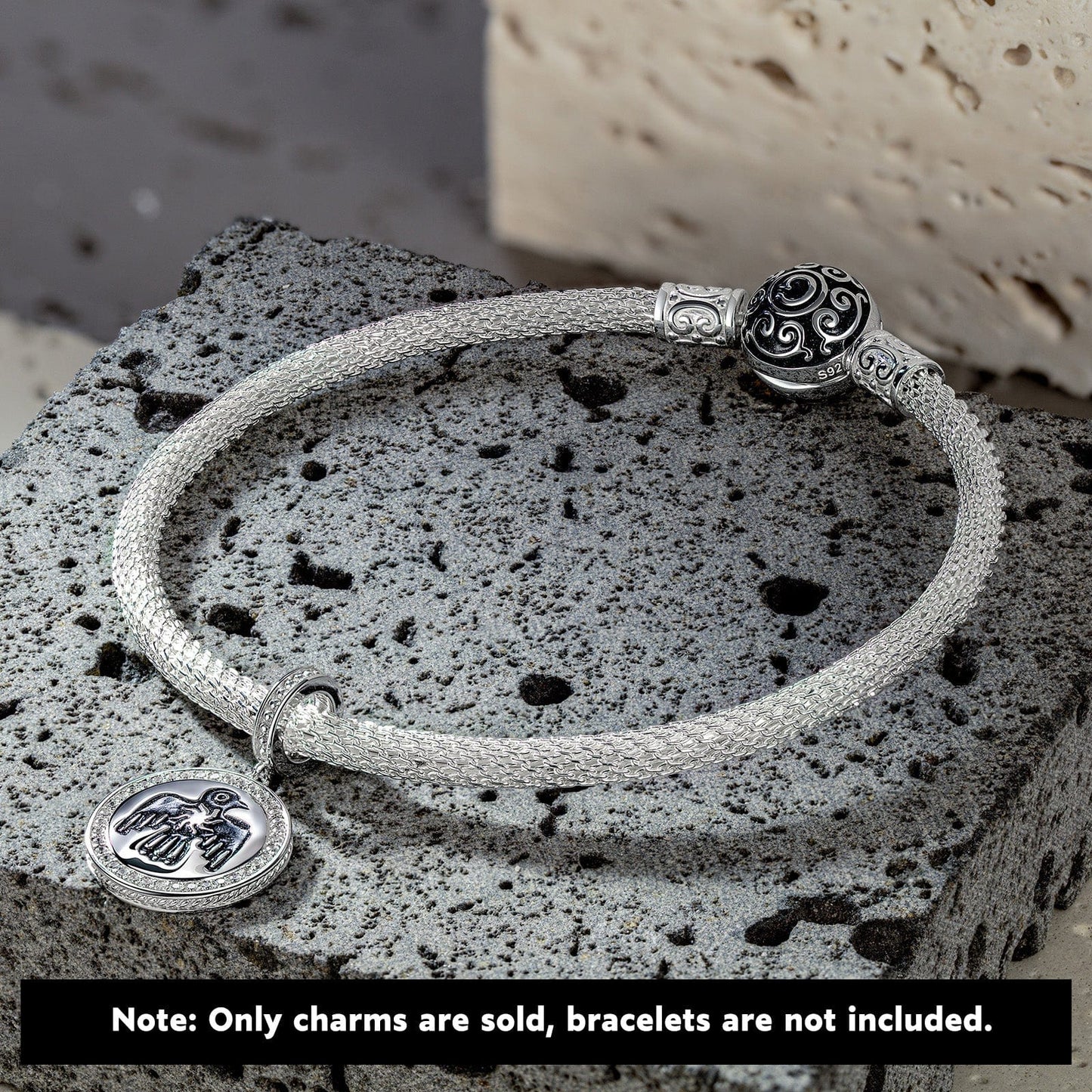 XL Size Thundercloud Elf Tarnish-resistant Silver Dangle Charms With Enamel In White Gold Plated For Men