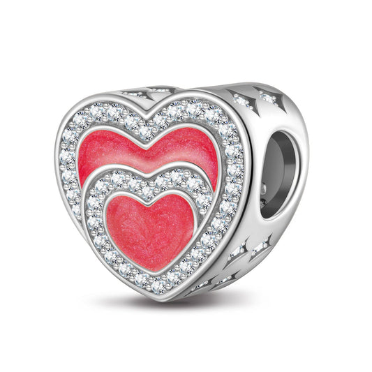 gona- Heart To Heart Tarnish-resistant Silver Charms With Enamel In White Gold Plated