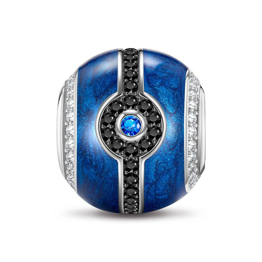 gona- Polynuclear XL Size Tarnish-resistant Silver Charms With Enamel In White Gold Plated For Men