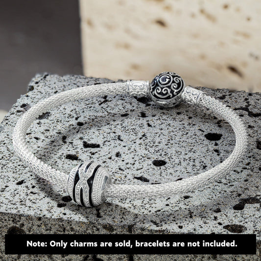 gona- XL Size Mystery Passage Tarnish-resistant Silver Charms With Enamel In White Gold Plated For Men