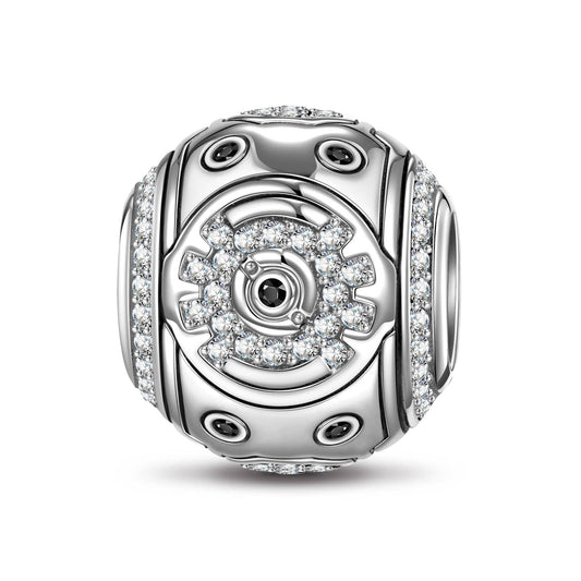 gona- XL Size Grey Mech Tarnish-resistant Silver Charms In White Gold Plated For Men