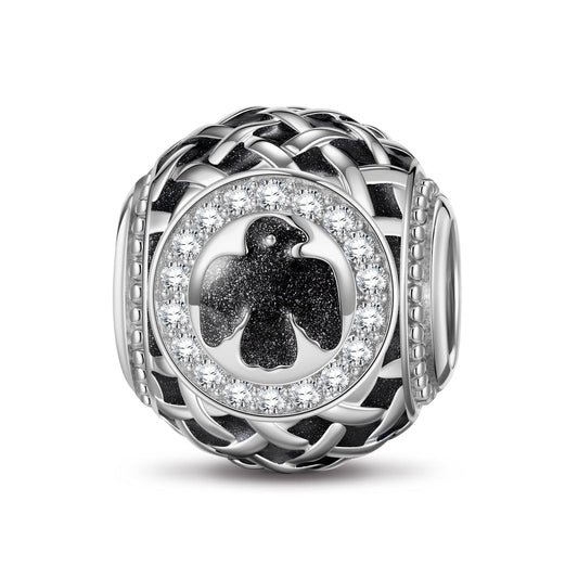 gona- XL Size Eye of the Giant Bird Tarnish-resistant Silver Charms With Enamel In White Gold Plated For Men