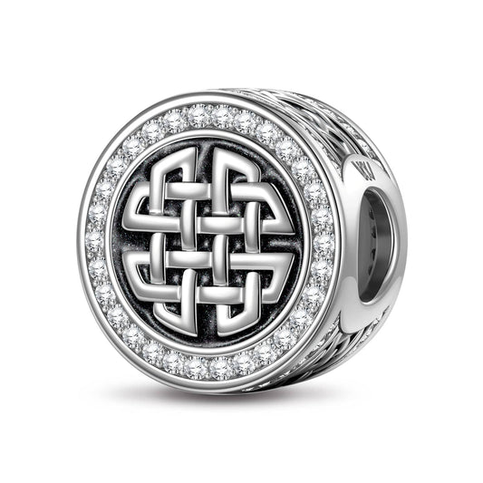 gona- XL Size Interwoven Tarnish-resistant Silver Charms With Enamel In White Gold Plated For Men