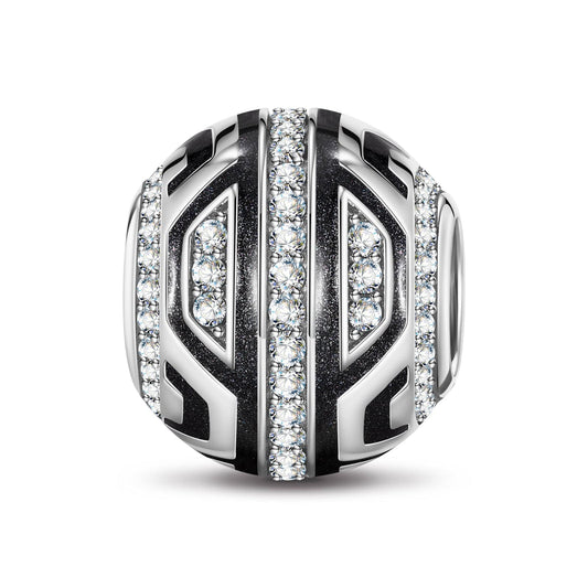 gona- XL Size Mecha Knight Tarnish-resistant Silver Charms With Enamel In White Gold Plated For Men