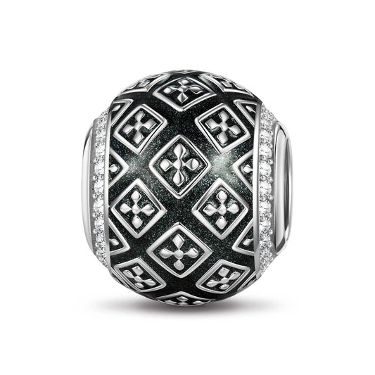 gona- XL Size Supremacy Tarnish-resistant Silver Charms With Enamel In White Gold Plated For Men