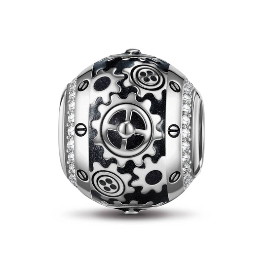 gona- XL Size Mechanical Beauty Tarnish-resistant Silver Charms With Enamel In White Gold Plated For Men