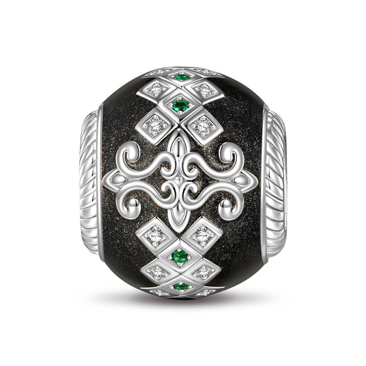 gona- XL Size Flower of Glory Tarnish-resistant Silver Charms With Enamel In White Gold Plated For Men