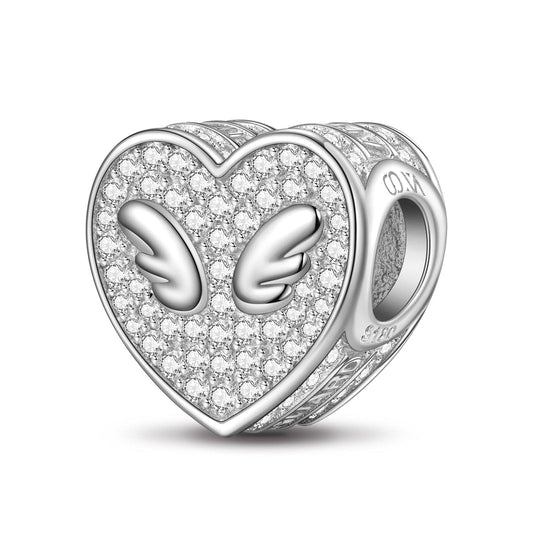 gona- Angel Wings Tarnish-resistant Silver Charms With Enamel in White Gold Plated