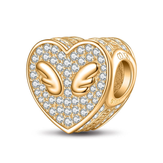 gona- Angel Wings Tarnish-resistant Silver Charms With Enamel in 14K Gold Plated