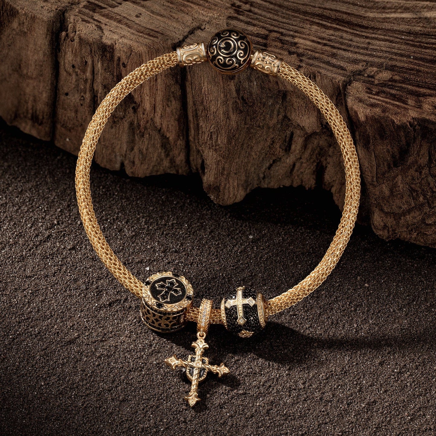XL Size The Eye of God Tarnish-resistant Silver Dangle Charms With Enamel In 14K Gold Plated For Men