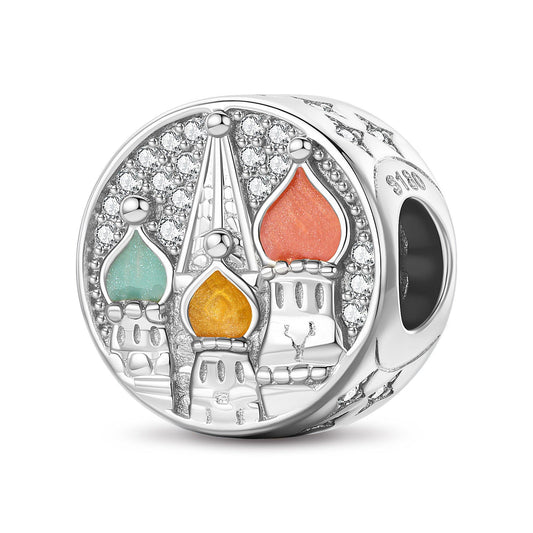 gona- Saint Basil's Cathedral Tarnish-resistant Silver Charms With Enamel In White Gold Plated