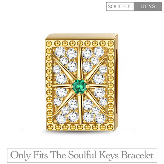 gona- Shining Octagram Tarnish-resistant Silver Rectangular Charms In 14K Gold Plated