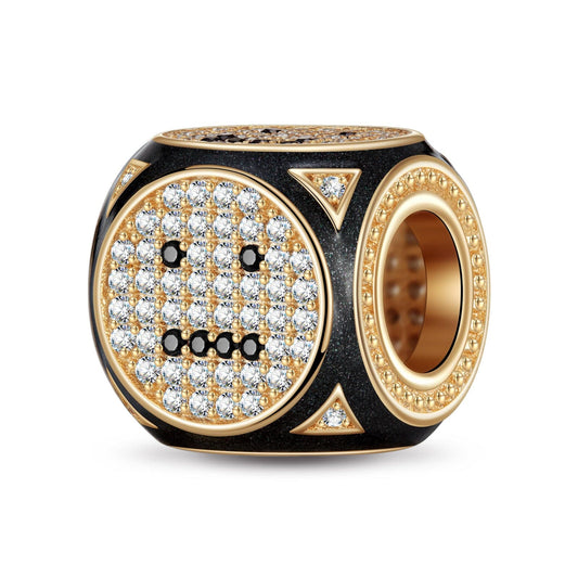 gona- Emoji Dice XL Size Tarnish-resistant Silver Charms With Enamel In 14K Gold Plated