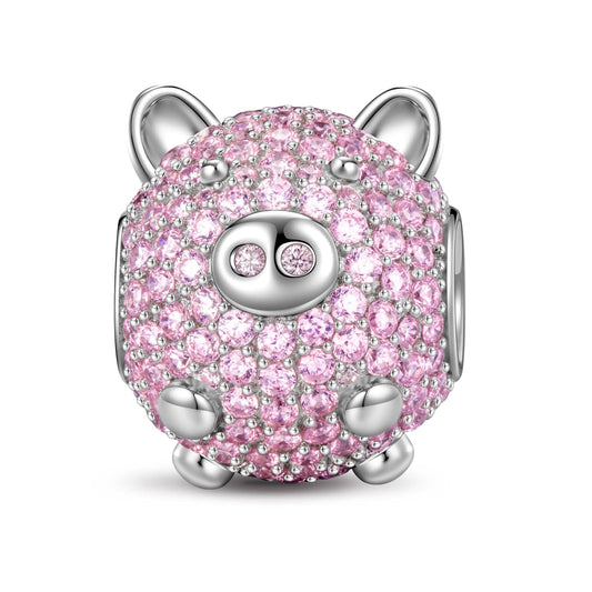 gona- Pink Little Pig Tarnish-resistant Silver Animal Charms In White Gold Plated