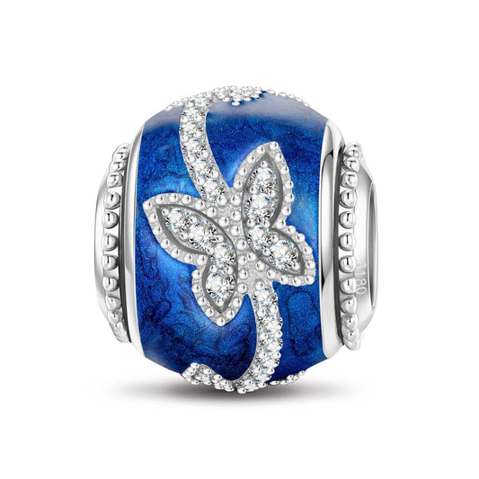 gona- Butterflies in Tandem Tarnish-resistant Silver Charms With Enamel In White Gold Plated