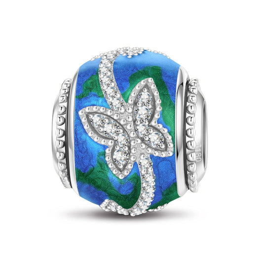 gona- Butterflies in Tandem Tarnish-resistant Silver Lucky Charms With Enamel In White Gold Plated