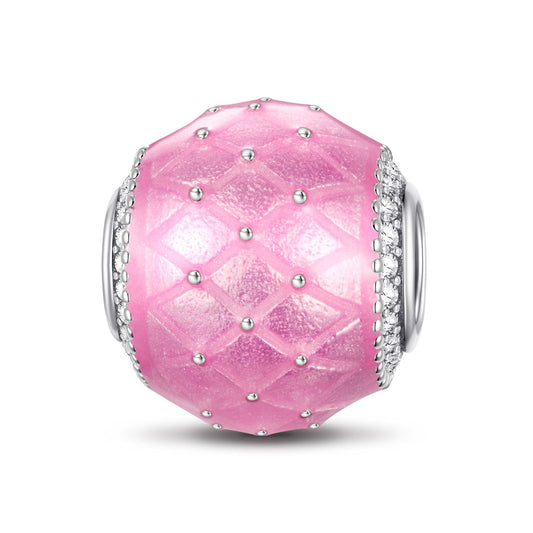 gona- Pink Rattle Tarnish-resistant Silver Charms With Enamel In White Gold Plated