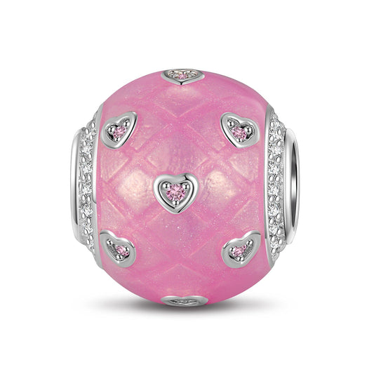 gona- Pink Princess Tarnish-resistant Silver Charms With Enamel In White Gold Plated