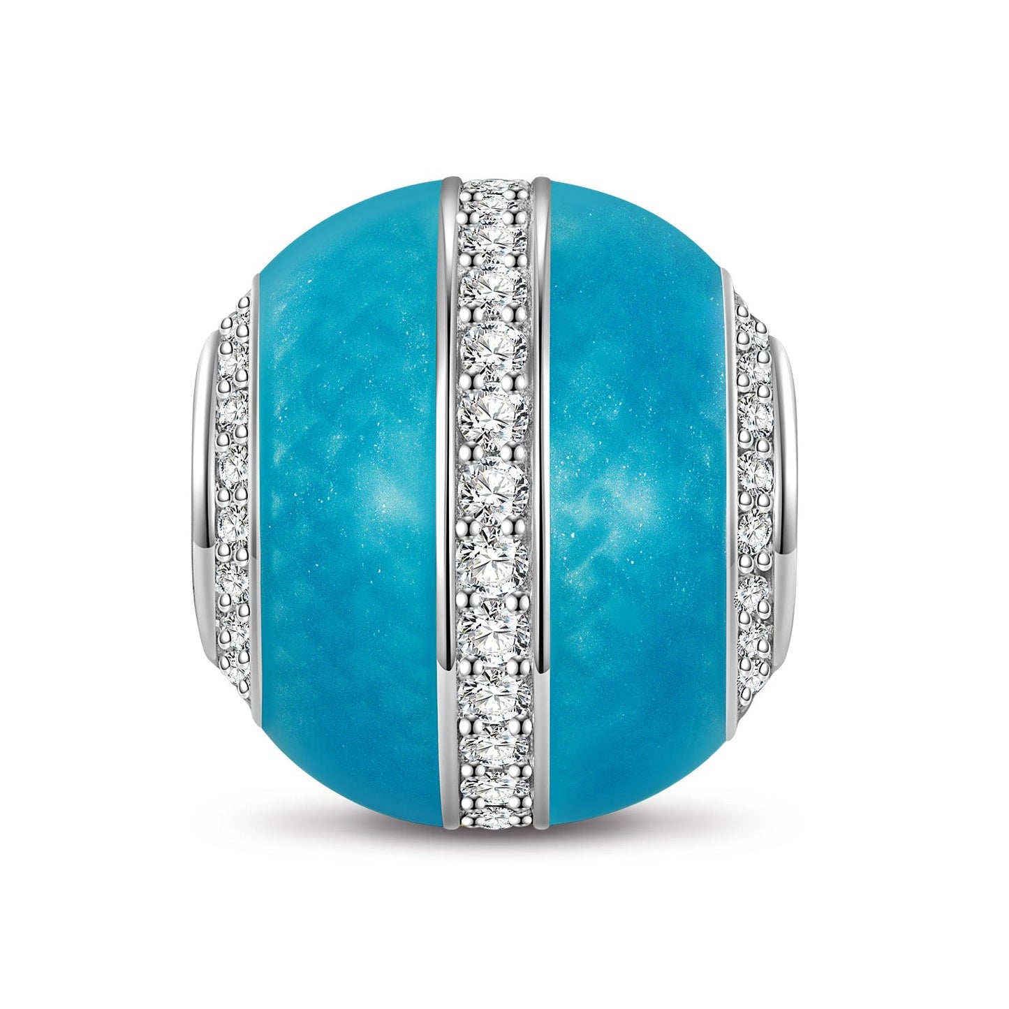 Shining in the Blue Tarnish-resistant Silver Charms With Enamel In White Gold Plated