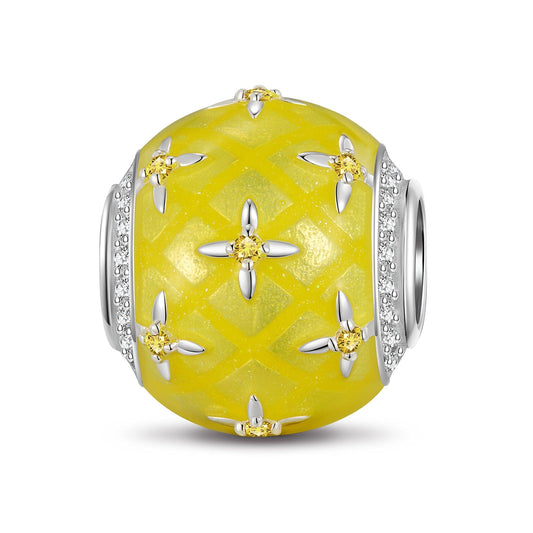 gona- Shining in the Lemon Yellow Tarnish-resistant Silver Charms With Enamel In White Gold Plated
