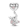 Pink Heart Elephant Tarnish-resistant Silver Animal Dangle Charms In White Gold Plated