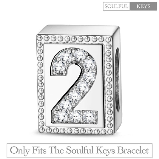 gona- Number Two Tarnish-resistant Silver Rectangular Charms In White Gold Plated