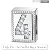 Number Four Tarnish-resistant Silver Rectangular Charms In White Gold Plated