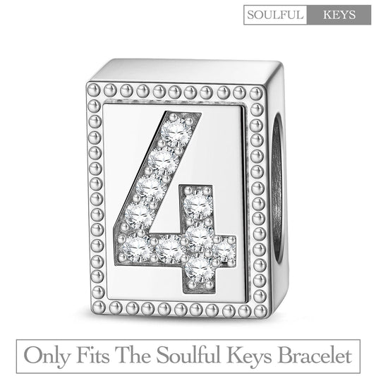 gona- Number Four Tarnish-resistant Silver Rectangular Charms In White Gold Plated