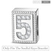 Number Five Tarnish-resistant Silver Rectangular Charms In White Gold Plated