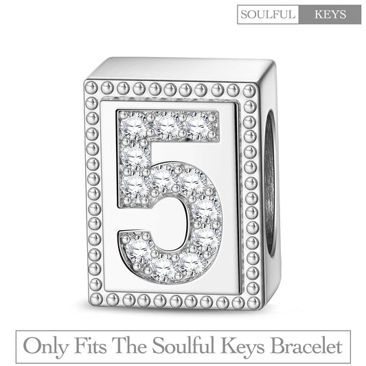 gona- Number Five Tarnish-resistant Silver Rectangular Charms In White Gold Plated