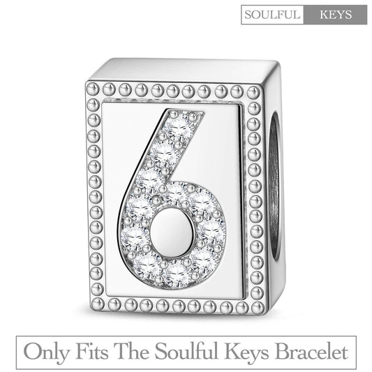 gona- Number Six Tarnish-resistant Silver Rectangular Charms In White Gold Plated