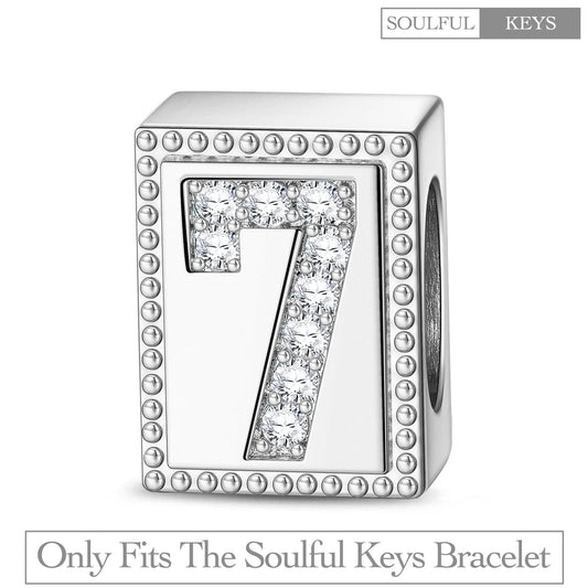 gona- Number Seven Tarnish-resistant Silver Rectangular Charms In White Gold Plated