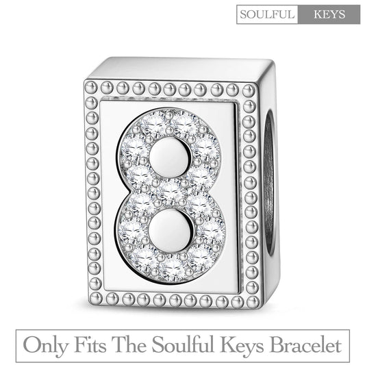 gona- Number Eight Tarnish-resistant Silver Rectangular Charms In White Gold Plated