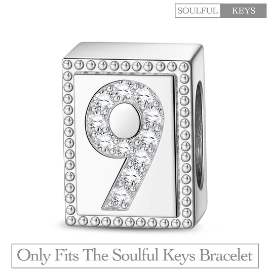 gona- Number Nine Tarnish-resistant Silver Rectangular Charms In White Gold Plated
