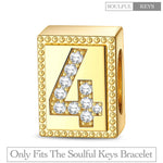 Number Four Tarnish-resistant Silver Rectangular Charms In 14K Gold Plated