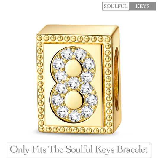 gona- Number Eight Tarnish-resistant Silver Rectangular Charms In 14K Gold Plated