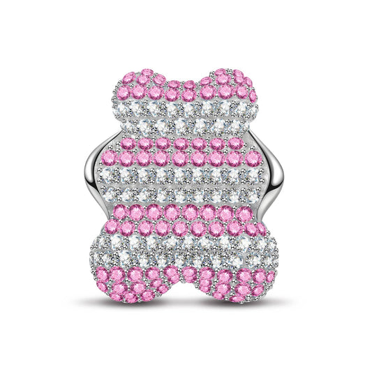 gona- Pink Bear Tarnish-resistant Silver Charms In White Gold Plated