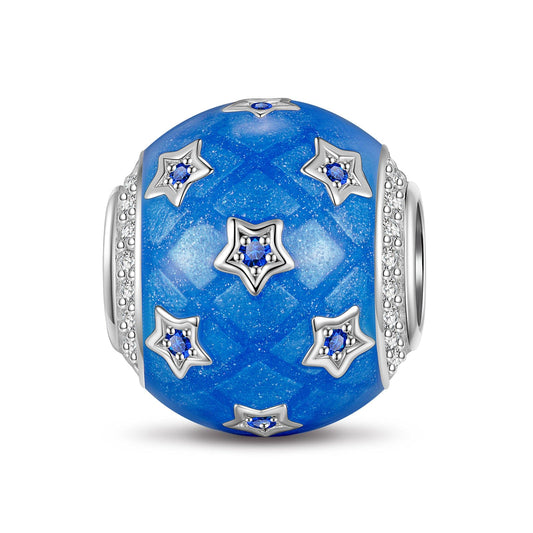 gona- Stars in the Blue Tarnish-resistant Silver Charms With Enamel In White Gold Plated