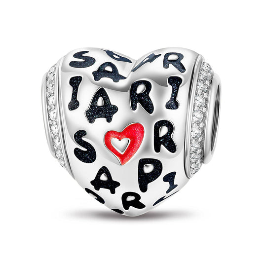 gona- Heart to Paris Tarnish-resistant Silver Charms With Enamel In White Gold Plated