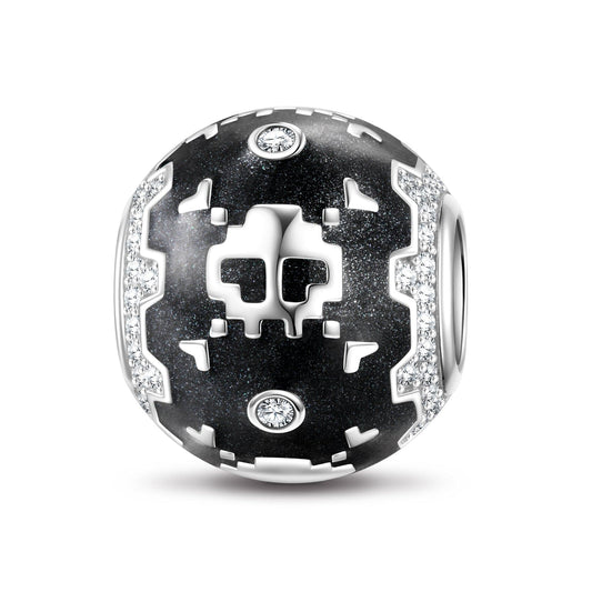 gona- XL Size Tarnish-resistant Silver Charms With Enamel In White Gold Plated For Men