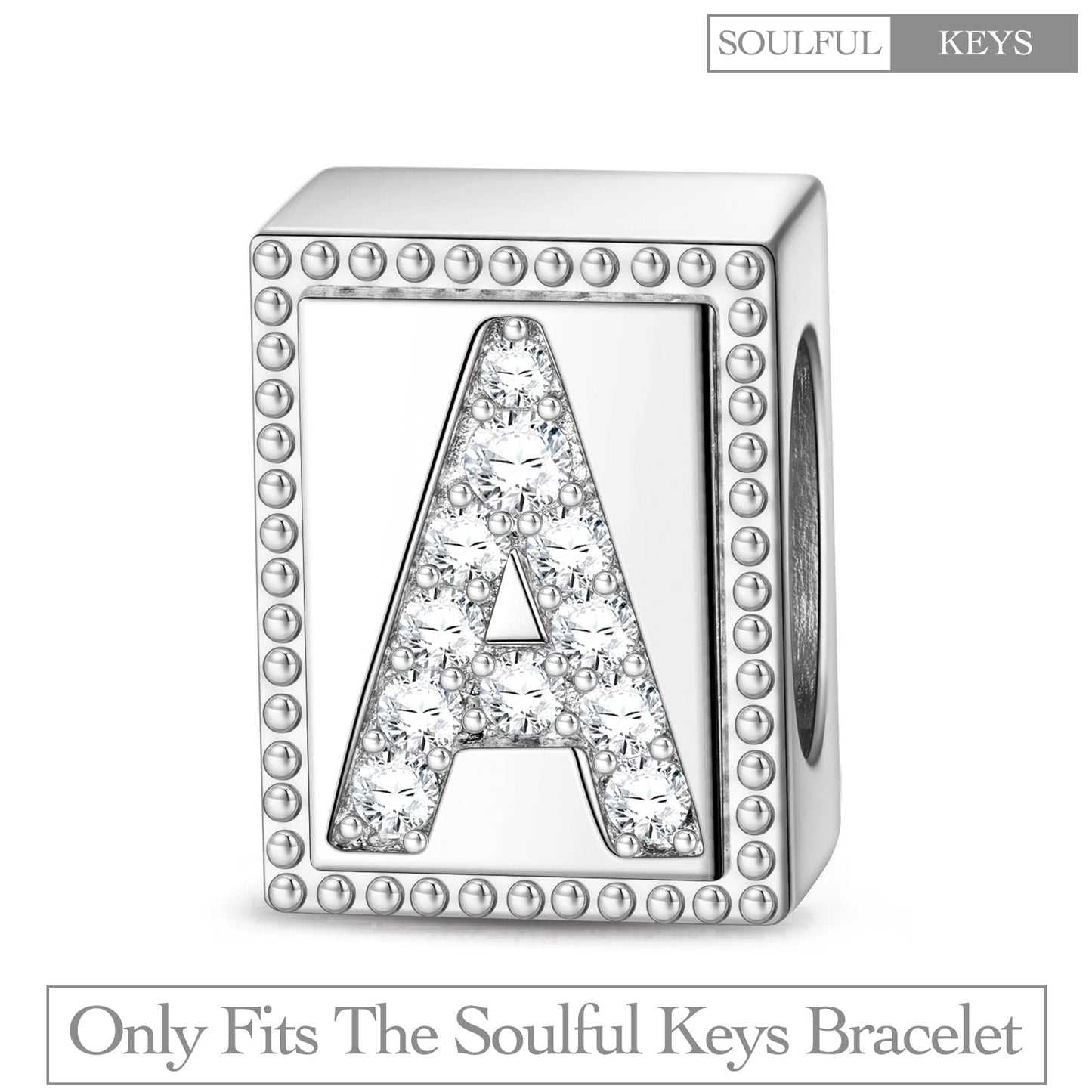 Letter A Tarnish-resistant Silver Rectangular Charms In White Gold Plated