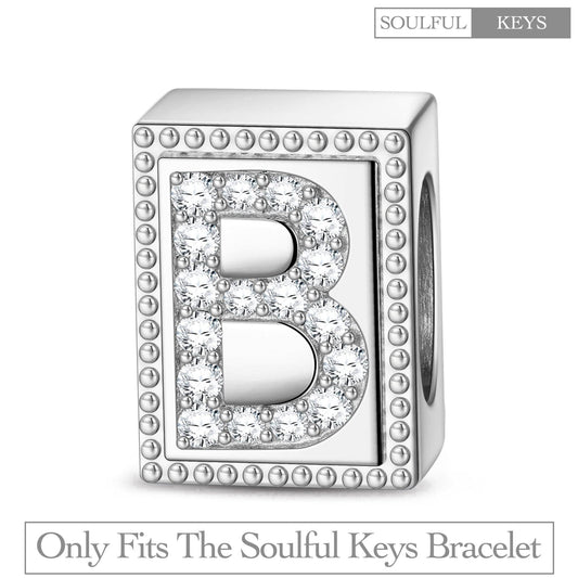 gona- Letter B Tarnish-resistant Silver Rectangular Charms In White Gold Plated