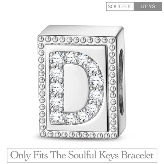 gona- Letter D Tarnish-resistant Silver Rectangular Charms In White Gold Plated